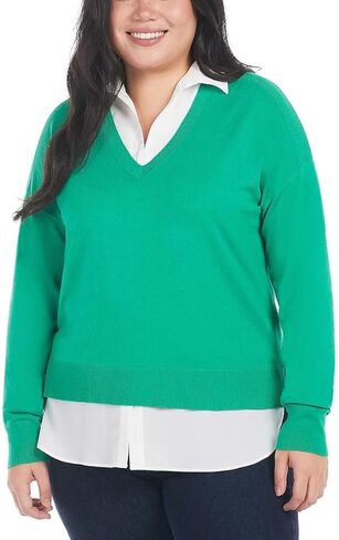 Green V-neck Sweater & Top Combo by Hilary Radley in Kuwait