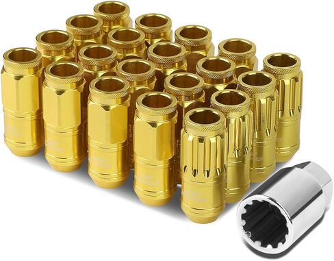 Auto Dynasty (M12 x 1.25) 16-Piece Aluminum Alloy Wheel Lug Nuts + 4 x Lock Nut + 1 x Lock Nut Key (Red) in Saudi Arabia