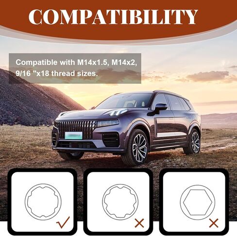 Large 6 Spline Lug Nut Socket, Car Wheel Lock Removal Tool Replacement for Aftermarket 6 Spline Lug Nut, Fit for 21mm (13/16") and 22mm (7/8") Hex Socket Wrench (Black) in Kuwait