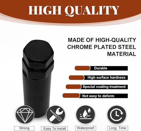 Large 6 Spline Lug Nut Socket, Car Wheel Lock Removal Tool Replacement for Aftermarket 6 Spline Lug Nut, Fit for 21mm (13/16") and 22mm (7/8") Hex Socket Wrench (Black) in Kuwait