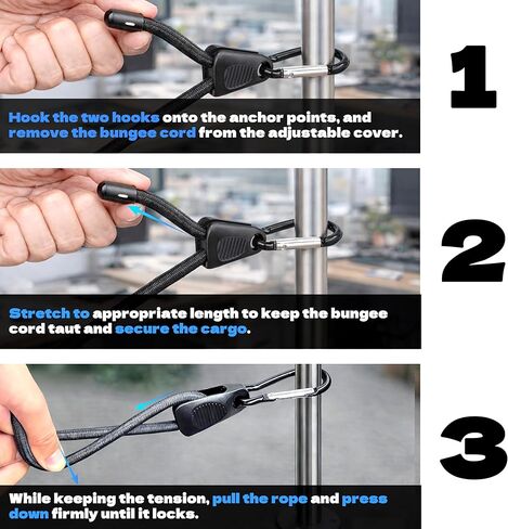 KJE 8Pcs 36" Adjustable Bungee Cords with Hooks - Black Bungee Straps, Easy to Adjust from 7" to 36", Ideal for Outdoor Tie Downs, Securing Tarps & Canvases & Cargo in Cold Hot Climates in Saudi Arabia