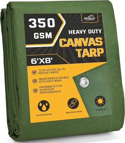 قماش القنب عالي التحمل مقاس 10 × 12 قدمًا، 12 أونصة (350 جرامًا لكل متر مربع) قماش قطني مقاوم للماء مع حلقات مقاومة للصدأ، غطاء خارجي مقاوم للتمزق لأكوام الخشب والتخييم والمقطورة والمعدات in Saudi Arabia