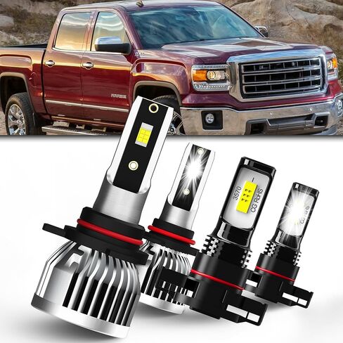 متوافق مع GMC Sierra 1500 2014 2015, 9012 High/Low Beam + H16/5202 مصابيح الضباب، عبوة من 4 قطع in Kuwait