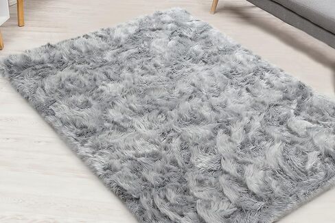 Silky Soft Faux Fur Shaggy Rug, 2 ft. x 3 ft. Pink Fluffy Sheepskin Area Rug, Rectangle Rug for Living Room, Bedroom, Kid's Room, or Nursery, Home Décor Accent, Machine Washable with Non-Slip Backing in Kuwait