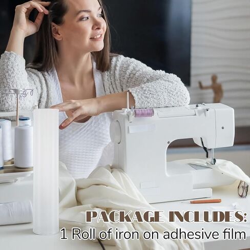 Double Sided Iron on Adhesive Film, 11.8 x 15 Yards Light Weight Press-on Patch Heat Melt Fabric Glue Sheet Permanent Fusible Adhesive for Fabric Sewing and DIY Crafts in Kuwait