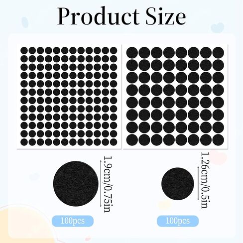Felt Circles, 200 Pieces Black Felts Stickers Self-Adhesive Felts Pads 2 Sizes Sticky Fabric Felt Dots for Clothes DIY Art Crafts Projects Costume Holiday Party Decoration in Saudi Arabia