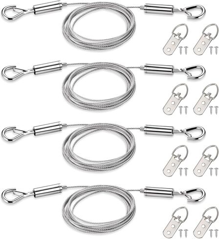 Picture Hanging Wire, 2 Pack Adjustable Stainless Steel Wire Rope for Mirror Hanging Hardware,Light Lamp,Basket Flowerpot and Decor, 25kg Load Capacity in Saudi Arabia