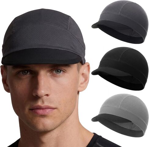 JenPen Cooling Skull Cap with Brim for Men Women Sun Protection Cycling Cap Quick Dry Helmet Liner with Sun Visor for Running in Saudi Arabia