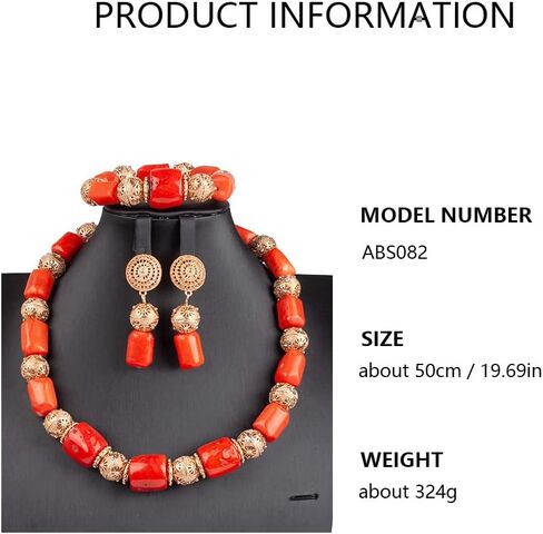 Quality Real Coral Beaded African Wedding Jewelry Set Original Coral and Gold Choker Bridal Necklace Set in Kuwait
