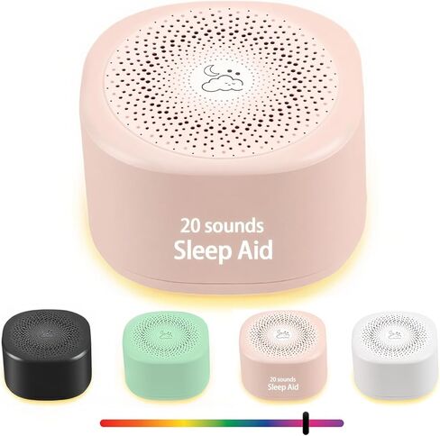 Travel White Noise Sound Machine 20 Sounds, Portable Sound Machine for Adults Sleep, Mini Sleep Aid with Adjustable Volume, 3 Timers, Colorful Night Light, Rechargeable for Baby, Home, Registry Gift in Kuwait