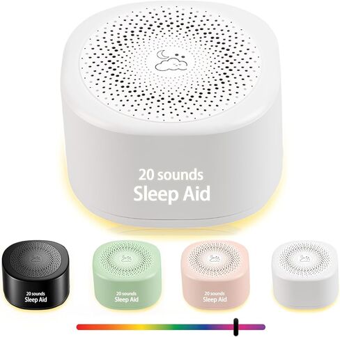 Travel White Noise Sound Machine 20 Sounds, Portable Sound Machine for Adults Sleep, Mini Sleep Aid with Adjustable Volume, 3 Timers, Colorful Night Light, Rechargeable for Baby, Home, Registry Gift in Kuwait