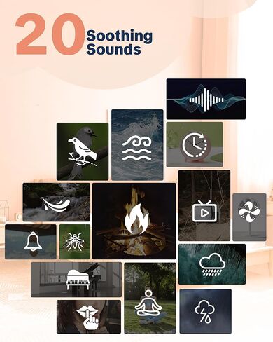 Travel White Noise Sound Machine 20 Sounds, Portable Sound Machine for Adults Sleep, Mini Sleep Aid with Adjustable Volume, 3 Timers, Colorful Night Light, Rechargeable for Baby, Home, Registry Gift in Kuwait
