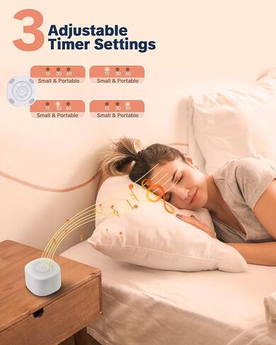 Travel White Noise Sound Machine 20 Sounds, Portable Sound Machine for Adults Sleep, Mini Sleep Aid with Adjustable Volume, 3 Timers, Colorful Night Light, Rechargeable for Baby, Home, Registry Gift in Kuwait