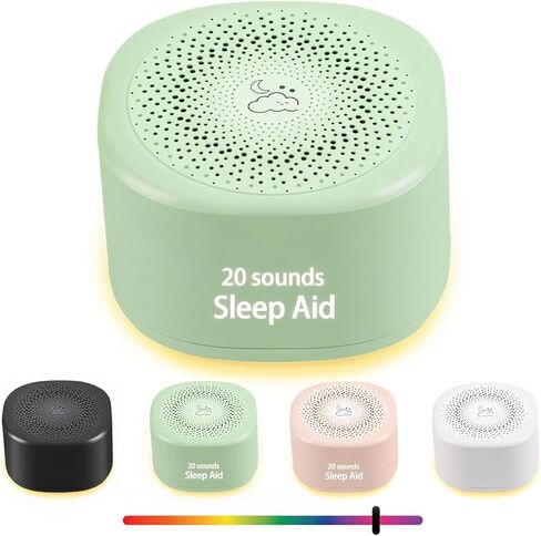 Travel White Noise Sound Machine 20 Sounds, Portable Sound Machine for Adults Sleep, Mini Sleep Aid with Adjustable Volume, 3 Timers, Colorful Night Light, Rechargeable for Baby, Home, Registry Gift in Kuwait