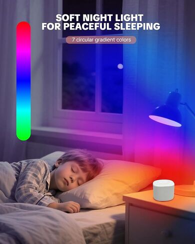 Travel White Noise Sound Machine 20 Sounds, Portable Sound Machine for Adults Sleep, Mini Sleep Aid with Adjustable Volume, 3 Timers, Colorful Night Light, Rechargeable for Baby, Home, Registry Gift in Kuwait