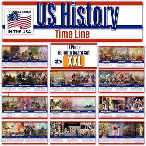 US History Poster Time Line bulletin board set, 11 charts pack Glossy Paper (9"x18") Young N Refined in Saudi Arabia