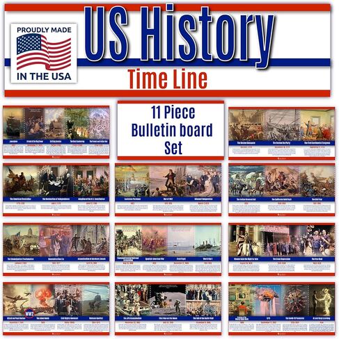 US History Poster Time Line bulletin board set, 11 charts pack Glossy Paper (9"x18") Young N Refined in Saudi Arabia