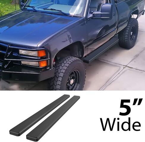 HD Ridez Stainless Steel Running Board 5" Black Compatible with Chevy GMC CK 1988-1998 Regular Cab & Chevy Tahoe 95-99 2Dr & GMC Yukon 92-99 2Dr (Exclude ZR2) (Nerf Bar Side Steps Side Bars) in Saudi Arabia