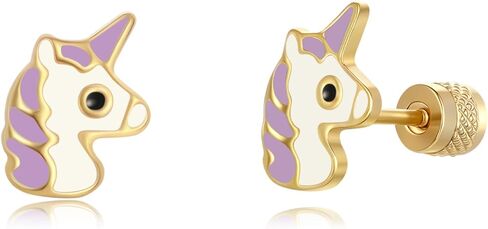 أقراط سيرافينا يونيكورن | أقراط يونيكورن مطلية بالذهب عيار 14 قيراط لا تسبب الحساسية، هدايا يونيكورن in Kuwait