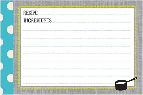 C.R. Gibson Baby Blue and White Polka Dot Blank Recipe Cards, 40pc, 4'' W x 6'' L in Kuwait