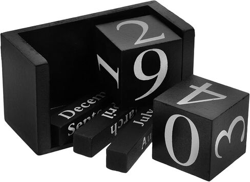 Wooden Block Perpetual Desk Calendar Vintage Style Wooden Cube Block, Cute Date Display Desk Accessories for Home Office Decor, Teacher, Classroom in Saudi Arabia