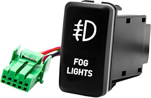 Car LED Fog Light Symbol Push Button, 12V Vehicle Fog Lamp Symbol Backlit On-Off Switch with Connector Wire, Auto Push Button Replacement, Compatible with 4-Runner Fortuner Hilux (Blue) in Saudi Arabia