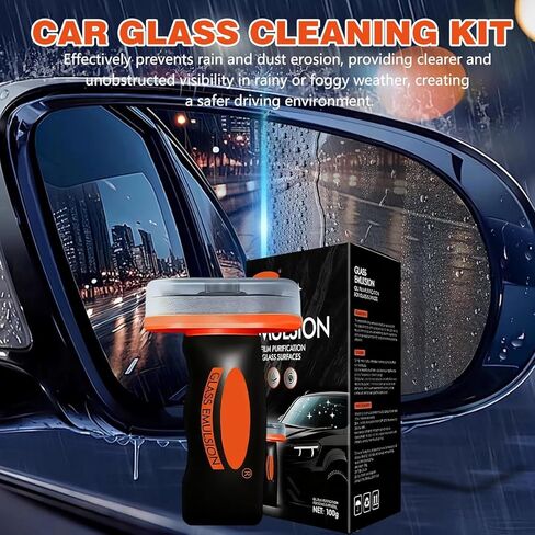 Glass Oil Film Remover for Car, Roll-On Glass Compound with Cleaning Board, Oil Film Remover for Car Windshields and Windows, Removes oil film & Smudges, (1PCS) in Saudi Arabia