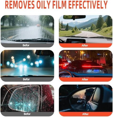 Glass Oil Film Remover for Car, Roll-On Glass Compound with Cleaning Board, Oil Film Remover for Car Windshields and Windows, Removes oil film & Smudges, (1PCS) in Saudi Arabia