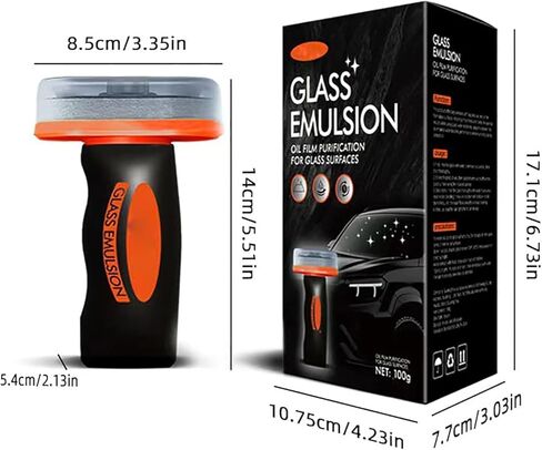 Glass Oil Film Remover for Car, Roll-On Glass Compound with Cleaning Board, Oil Film Remover for Car Windshields and Windows, Removes oil film & Smudges, (1PCS) in Saudi Arabia
