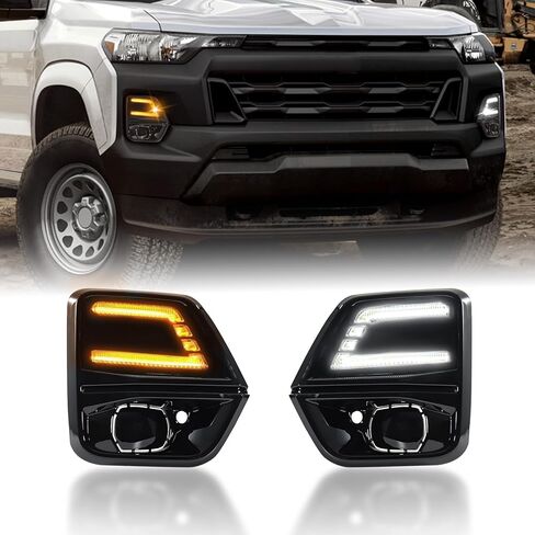 GearUp DRL Turn Signals for Chevy Colorado 2023-2026 Fog Lights Bezel White Daytime Running Lights Sequential Amber Turn Signals(Not Fit ZR2) in Saudi Arabia