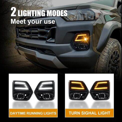 GearUp DRL Turn Signals for Chevy Colorado 2023-2026 Fog Lights Bezel White Daytime Running Lights Sequential Amber Turn Signals(Not Fit ZR2) in Saudi Arabia