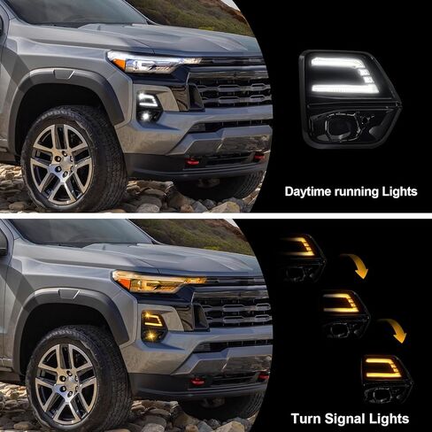 GearUp DRL Turn Signals for Chevy Colorado 2023-2026 Fog Lights Bezel White Daytime Running Lights Sequential Amber Turn Signals(Not Fit ZR2) in Saudi Arabia