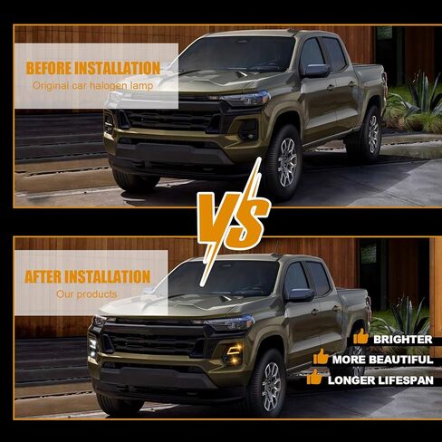 GearUp DRL Turn Signals for Chevy Colorado 2023-2026 Fog Lights Bezel White Daytime Running Lights Sequential Amber Turn Signals(Not Fit ZR2) in Saudi Arabia
