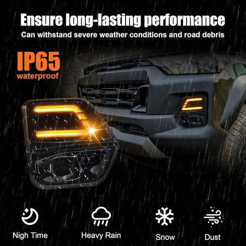 GearUp DRL Turn Signals for Chevy Colorado 2023-2026 Fog Lights Bezel White Daytime Running Lights Sequential Amber Turn Signals(Not Fit ZR2) in Saudi Arabia