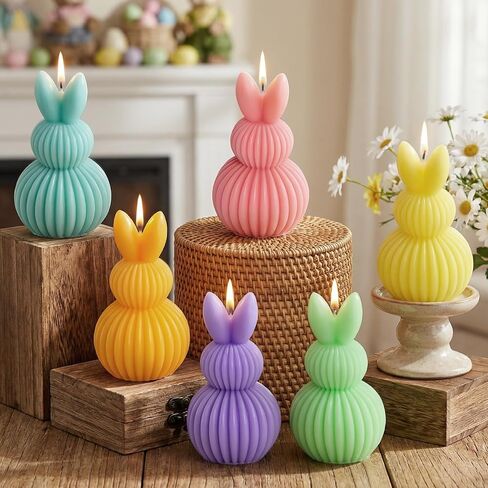 Lanpn 6 Pcs Easter Egg Candles Gift Set, Mini Egg Shaped Votive Tea Lights, Easter Flower Fruit Scented Candles, Each 2.8 oz, Spring Party Holiday Decor Home Table Centerpiece, Macaron Color in Kuwait