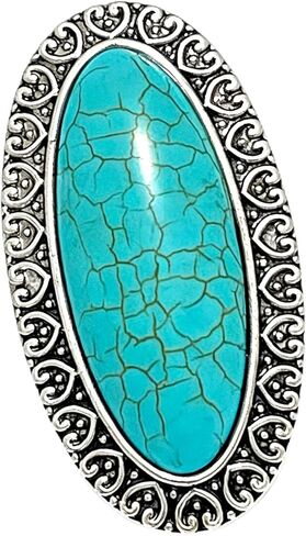 Boho Large Turquoise Rings for Women,Native American Western Gemstone Bohemian Statement Open Adjustable Rings, Sizes 5-10 in Saudi Arabia