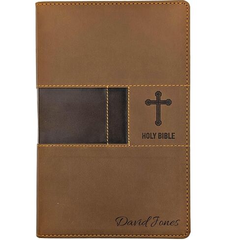 Farm and Posh Personalized NIV Premium Gift Bible – Brown Leathersoft Faux Leather | Custom Name Engraved | New International Version Red Letter Edition with Concordance & Presentation Page in Saudi Arabia