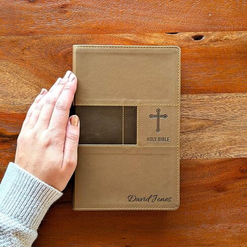 Farm and Posh Personalized NIV Premium Gift Bible – Brown Leathersoft Faux Leather | Custom Name Engraved | New International Version Red Letter Edition with Concordance & Presentation Page in Saudi Arabia