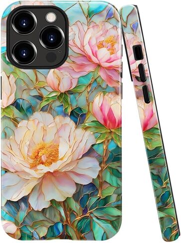 Compatible with iPhone 14 Pro Max,Anti-Scratch Glossy Case Cover,Embroidery Book Flowers Bookshelf in Saudi Arabia