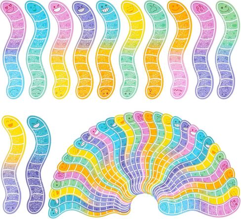 120 Pcs Worm Bookmarks Bulk Cute Holographic Glitter Gummy Worm Bookmarks Cute Book Marks for Writers Readers Classroom Rewards, Student Rewards, Bookish Bulk Supplies for Teachers in Kuwait