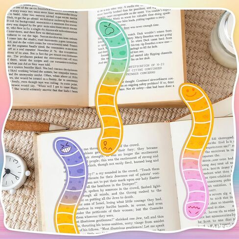 120 Pcs Worm Bookmarks Bulk Cute Holographic Glitter Gummy Worm Bookmarks Cute Book Marks for Writers Readers Classroom Rewards, Student Rewards, Bookish Bulk Supplies for Teachers in Kuwait