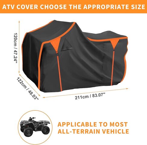 X AUTOHAUX ATV Cover for Polaris Sportsman 450/570 Waterproof 4 Wheelers Quad Cover Outdoor Sun Rain Storage Protection 210D-PU Black 211x122x120cm/83.1x48x47.2in in Kuwait