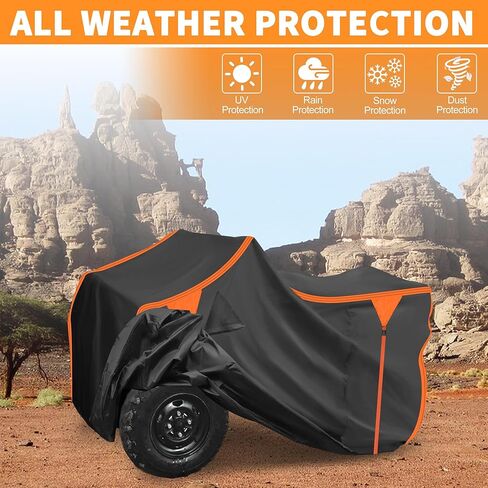 X AUTOHAUX ATV Cover for Polaris Sportsman 450/570 Waterproof 4 Wheelers Quad Cover Outdoor Sun Rain Storage Protection 210D-PU Black 211x122x120cm/83.1x48x47.2in in Kuwait