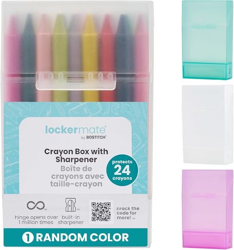 LockerMate Crayon Box with Sharpener Holds 24 Crayons, Assorted Color, Pack of 1 in Kuwait