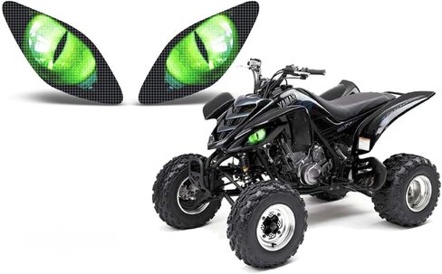 AMR Racing ATV Headlight Eye Graphics Decal Cover Compatible with Yamaha Raptor 660 2001-2005 Eclipse Green in Saudi Arabia