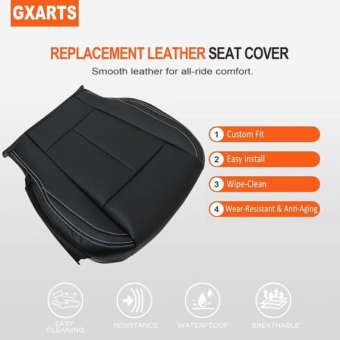 GXARTS Driver and Passenger Side Bottom Seat Cover Replacement Perforated Leather Black Fit for Ford F-150 F150 2015 2016 2017 2018 2019 2020 2021 in Saudi Arabia