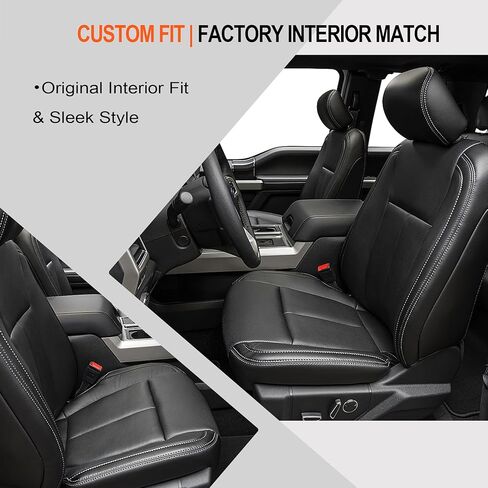 GXARTS Driver and Passenger Side Bottom Seat Cover Replacement Perforated Leather Black Fit for Ford F-150 F150 2015 2016 2017 2018 2019 2020 2021 in Saudi Arabia