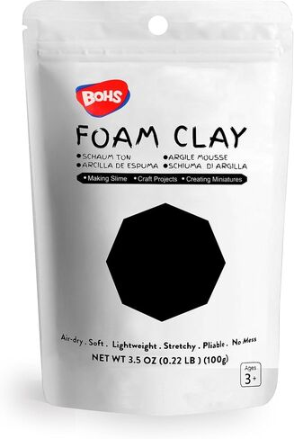 BOHS White Foam Clay Basic - Squishy,Soft, Air Dry -for School Project,Cosplay,Fake Bake, Slime Supplies-100 Grams in Kuwait