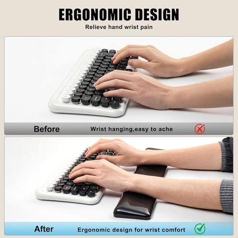 Computer Keyboard Wrist Rest,Ergonomic Keyboard Riser for Easy Typing with Gel Wrist Pad, Anti-Slip Comfort Keyboard Wrist Pad for Desktop Relieve Pain (Black, Single Wrist Rest) in Saudi Arabia