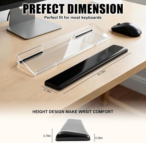 Computer Keyboard Wrist Rest,Ergonomic Keyboard Riser for Easy Typing with Gel Wrist Pad, Anti-Slip Comfort Keyboard Wrist Pad for Desktop Relieve Pain (Black, Single Wrist Rest) in Saudi Arabia